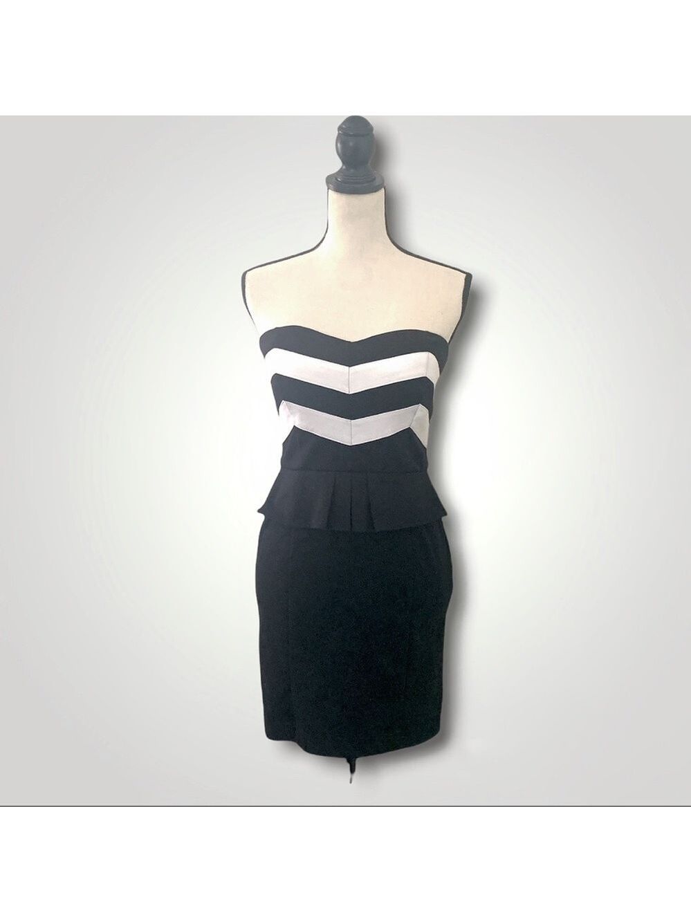 B&W strapless bandage dress